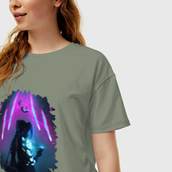 Футболка оверсайз женская ДЖИНКС, ЛИГА ЛЕГЕНД ARCANE JINX, цвет: авокадо — фото 2