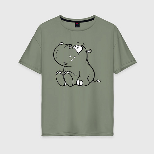 Женская футболка оверсайз Бегемотик детский cotton theme / Авокадо – фото 1