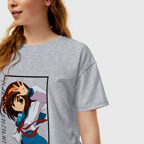 Женская футболка оверсайз Меланхолия Харухи Судзумии Харухи Судзумия / Меланж – фото 3