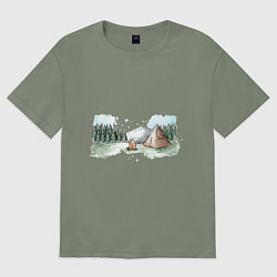 Футболка оверсайз женская Поход в горы, цвет: авокадо