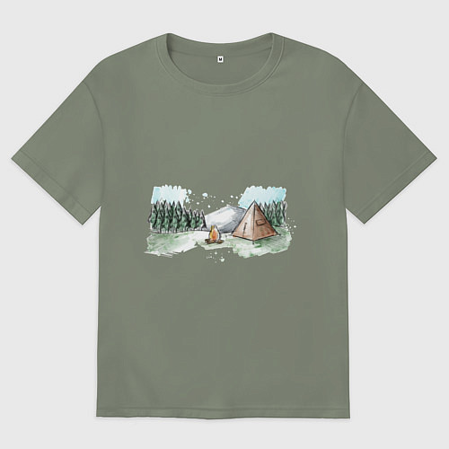 Женская футболка оверсайз Поход в горы / Авокадо – фото 1