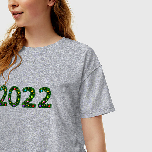 Женская футболка оверсайз 2022 Еловые цифры / Меланж – фото 3