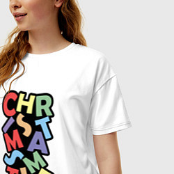 Футболка оверсайз женская Christmas Time Рождественское Время, цвет: белый — фото 2