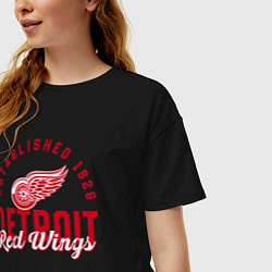 Футболка оверсайз женская Detroit Red Wings Детройт Ред Вингз, цвет: черный — фото 2