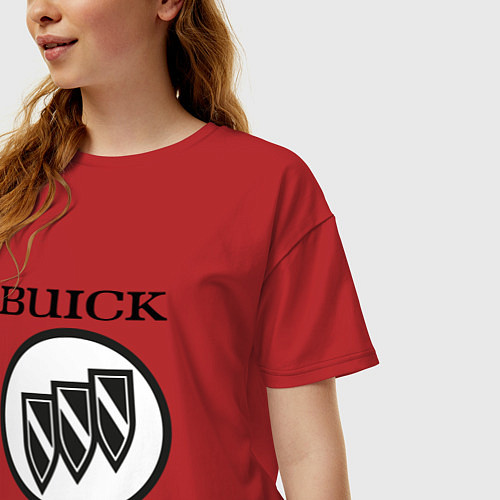 Женская футболка оверсайз Buick Black and White Logo / Красный – фото 3