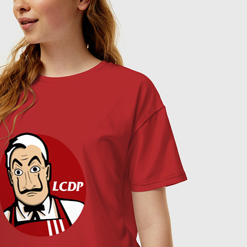 Женская футболка оверсайз LCDP БУМАЖНЫЙ ДОМ / Красный – фото 3