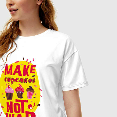 Женская футболка оверсайз Капкейки / Белый – фото 3