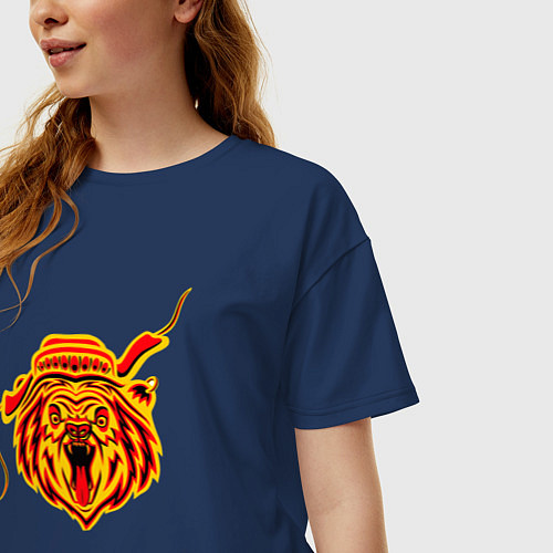 Женская футболка оверсайз Бардак-медведь / Тёмно-синий – фото 3