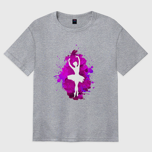 Женская футболка оверсайз Балерина, силуэт в красках / Меланж – фото 1