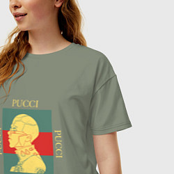 Футболка оверсайз женская PUCCI GOLD ПУЧЧИ ЗОЛОТО, цвет: авокадо — фото 2