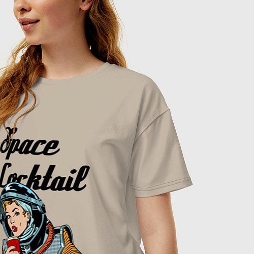 Женская футболка оверсайз Космический коктейль / Миндальный – фото 3