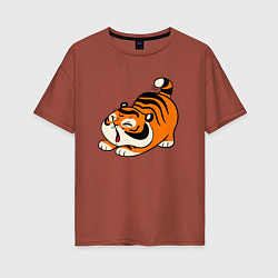 Футболка оверсайз женская Милый тигренок cute tiger, цвет: кирпичный
