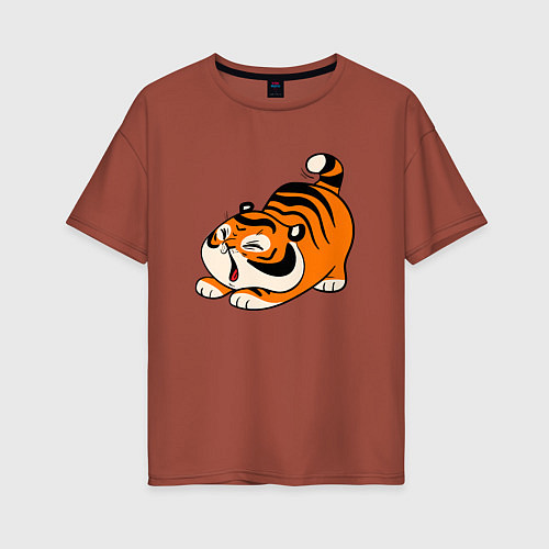 Женская футболка оверсайз Милый тигренок cute tiger / Кирпичный – фото 1