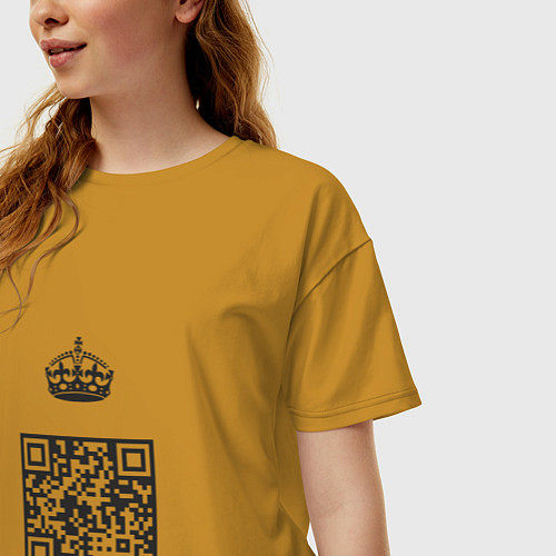 Женская футболка оверсайз QR King / Горчичный – фото 3