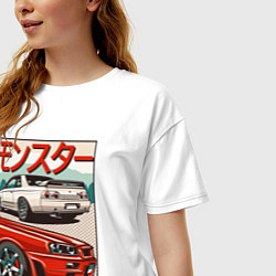 Футболка оверсайз женская Nissan Skyline Ниссан Скайлайн, цвет: белый — фото 2