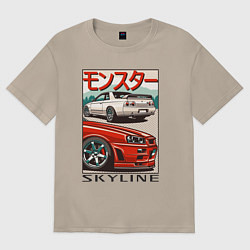 Футболка оверсайз женская Nissan Skyline Ниссан Скайлайн, цвет: миндальный