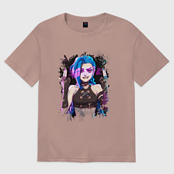 Футболка оверсайз женская JINX SHOOT ARCANE LOL, цвет: пыльно-розовый