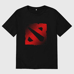 Футболка оверсайз женская ЧЁРНО КРАСНОЕ ЛОГО ДОТА 2 DOTA 2 LOGO, цвет: черный