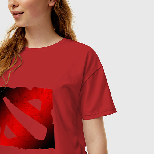 Женская футболка оверсайз ЧЁРНО КРАСНОЕ ЛОГО ДОТА 2 DOTA 2 LOGO / Красный – фото 3