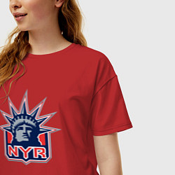 Футболка оверсайз женская Нью Йорк Рейнджерс New York Rangers, цвет: красный — фото 2