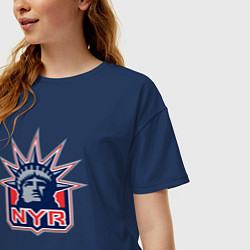 Футболка оверсайз женская Нью Йорк Рейнджерс New York Rangers, цвет: тёмно-синий — фото 2