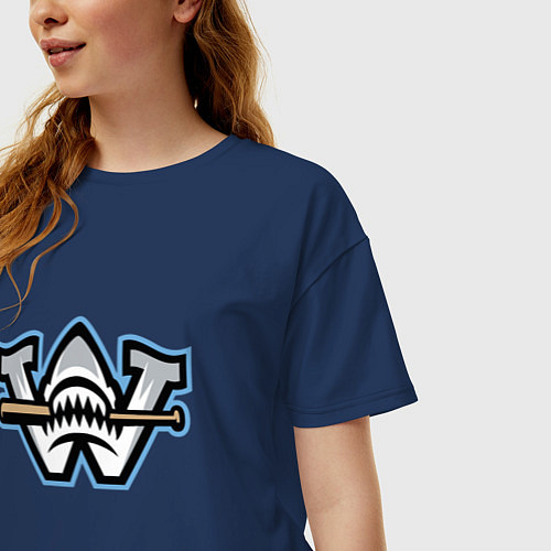 Женская футболка оверсайз Wilmington sharks - baseball team / Тёмно-синий – фото 3