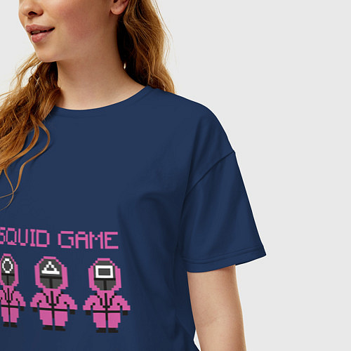 Женская футболка оверсайз Squid Game 8 Bit / Тёмно-синий – фото 3