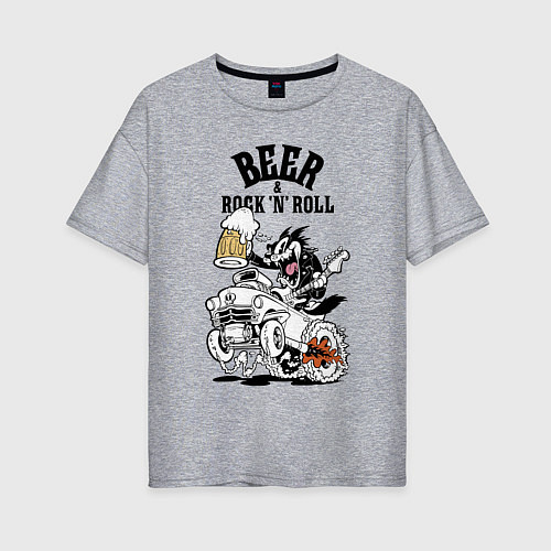 Женская футболка оверсайз Beer & RocknRoll / Меланж – фото 1