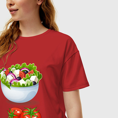 Женская футболка оверсайз ГРЕЧЕСКИЙ САЛАТ Классический / Красный – фото 3