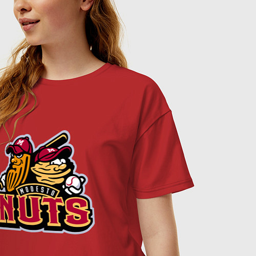 Женская футболка оверсайз Modesto Nuts -baseball team / Красный – фото 3