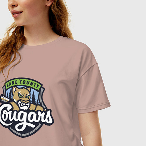 Женская футболка оверсайз Kane County Cougars - baseball team / Пыльно-розовый – фото 3