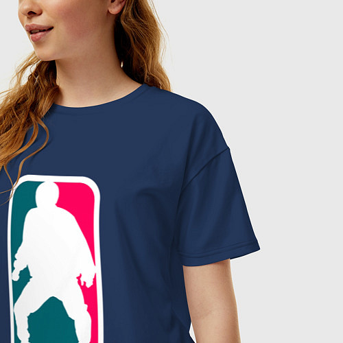 Женская футболка оверсайз Игра в Кальмара Лого / Тёмно-синий – фото 3
