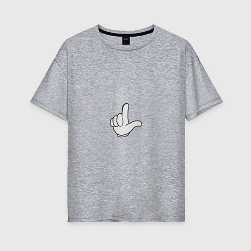 Женская футболка оверсайз Граффити палец вверх / Меланж – фото 1