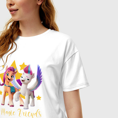 Женская футболка оверсайз Magic Pony Friends / Белый – фото 3