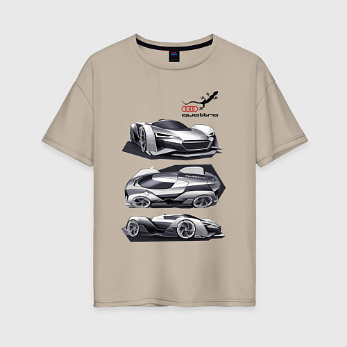 Женская футболка оверсайз Audi motorsport concept sketch / Миндальный – фото 1