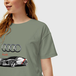 Футболка оверсайз женская Ауди - автоспорт концепт эскиз, цвет: авокадо — фото 2