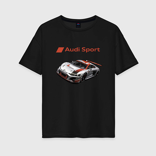 Женская футболка оверсайз Ауди - автоспорт гоночная команда / Черный – фото 1