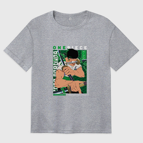 Женская футболка оверсайз Ван-Пис One Piece, Зоро Ророноа Zoro Roronoa с над / Меланж – фото 1