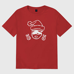 Футболка оверсайз женская Магическая битва Новый Год, цвет: красный