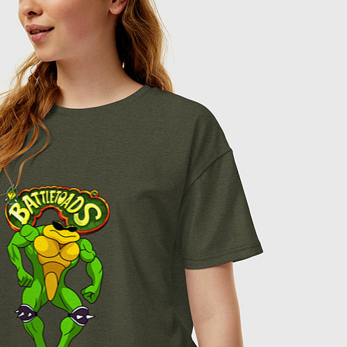 Женская футболка оверсайз Battletoads Боевые жабы Рэш / Меланж-хаки – фото 3
