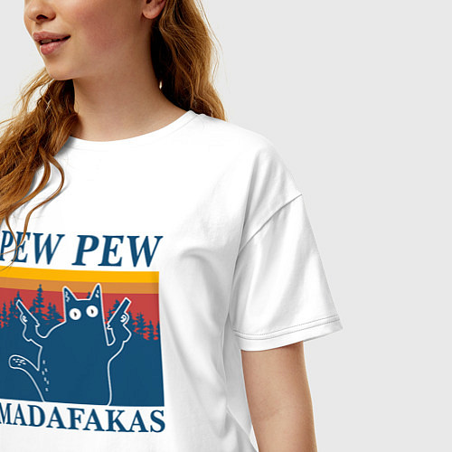 Женская футболка оверсайз Madafakas PEW PEW / Белый – фото 3