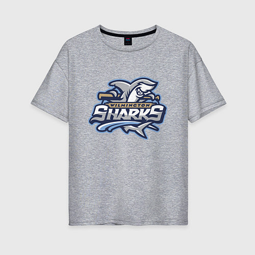 Женская футболка оверсайз Wilmington sharks -baseball team / Меланж – фото 1