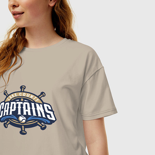 Женская футболка оверсайз Lake County Captains - baseball team / Миндальный – фото 3