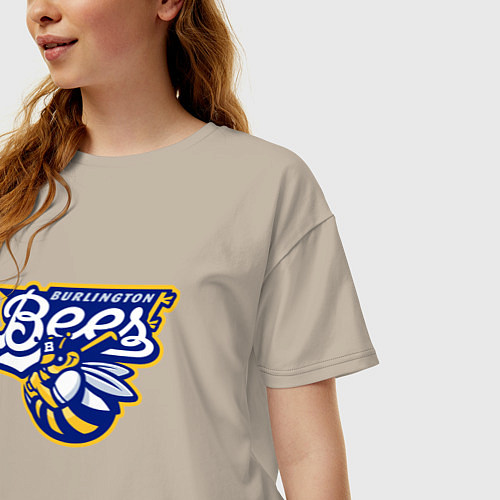 Женская футболка оверсайз Burlington Bees - baseball team / Миндальный – фото 3