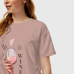 Футболка оверсайз женская Rose wine, цвет: пыльно-розовый — фото 2