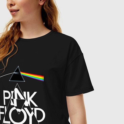 Женская футболка оверсайз PINK FLOYD LOGO ПИНК ФЛОЙД / Черный – фото 3