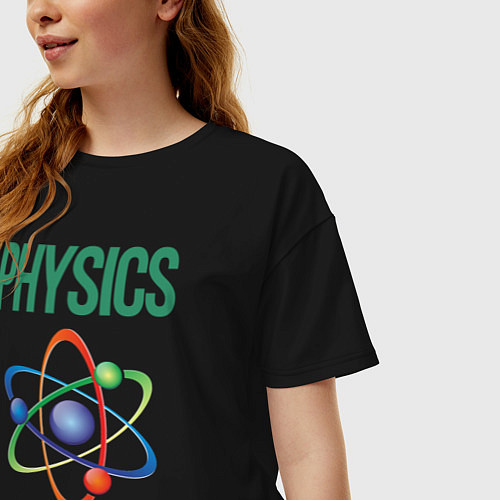 Женская футболка оверсайз Науки делятся на две группы - на физику и собирани / Черный – фото 3