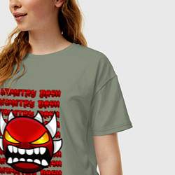Футболка оверсайз женская GEOMETRY DASH КРАСНЫЙ ОГНЕННЫЙ ДЕМОН, цвет: авокадо — фото 2