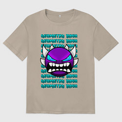 Футболка оверсайз женская GEOMETRY DASH ФИОЛЕТОВЫЙ ДЕМОН ГЕОМЕТРИЯ, цвет: миндальный