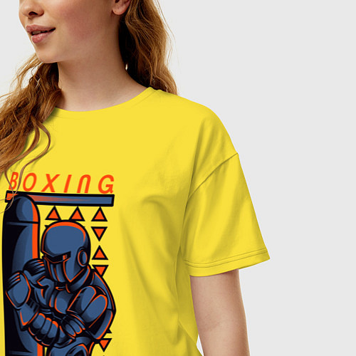 Женская футболка оверсайз Робот боксёр / Желтый – фото 3